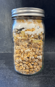 vegan chickpea curry meal in a jar